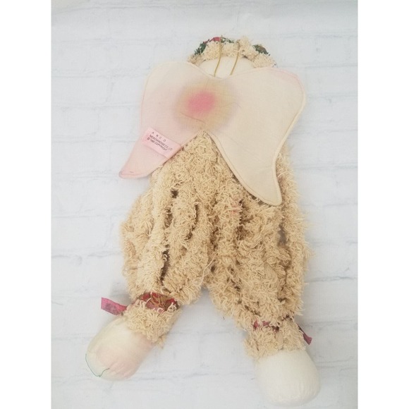 Vintage Rag Doll Shredded Angel Floral Headband Christmas Holiday Decoration 15” - Picture 6 of 13